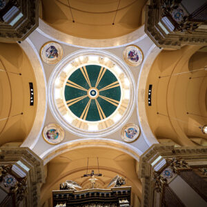 shrine-ceiling-latin-jesus-shrine-our-lady-guadalupe-church-la-crosse-wisconsin-gallery Ornate stained glass ceiling in the church of Our Lady of Guadalupe Shrine in La Crosse, Wisconsin.