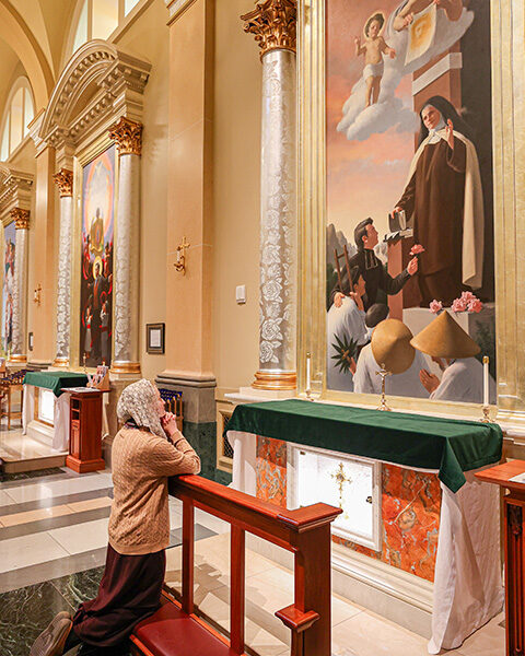 Sarah Greydanus Praying at Saint Thérèse Side Altar, Guadalupe Shrine - La Crosse, WI Sarah Greydanus Praying at Saint Thérèse Side Altar, Guadalupe Shrine - La Crosse, WI