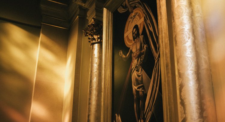 Jesus I trust in You Divine Mercy Painting at Guadalupe Shrine in La Crosse, Wisconsin