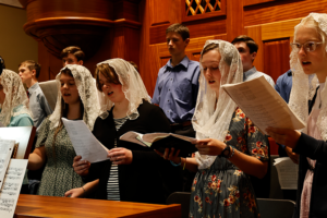 Chant Camp students singing for Mass in the Guadalulpe Shrine choir loft Chant Camp students singing for Mass in the Guadalulpe Shrine choir loft