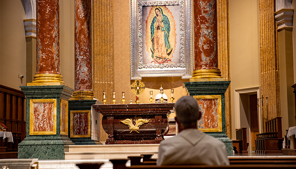 norbetine at the Shrine of Our Lady of Guadalupe