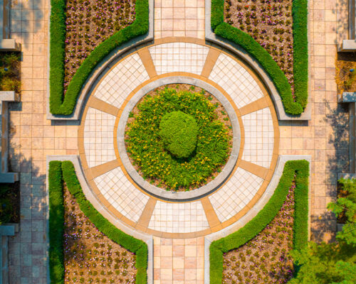 Aerial View of Lush Shrine Gardens Aerial View of Lush Shrine Gardens