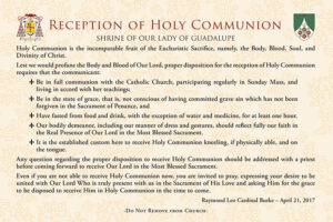 Reception of Holy Communion - Shrine Customs in English Reception of Holy Communion - Shrine Customs in English