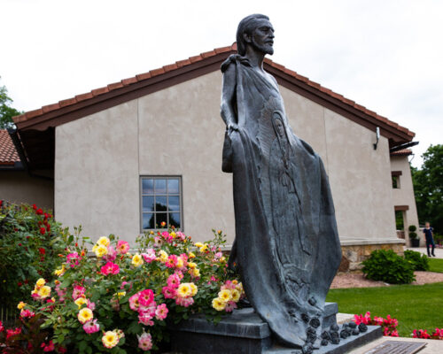 St. Juan Diego Statue with flowers St. Juan Diego Statue with flowers