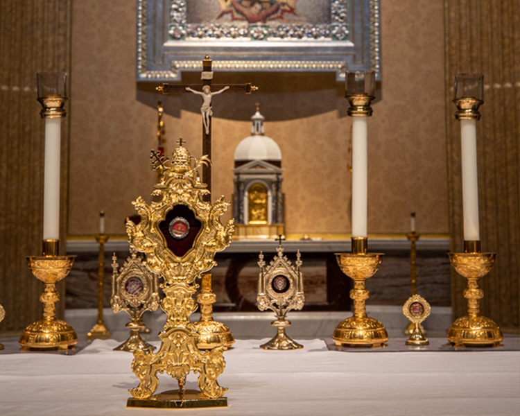 True Cross Relic on the Guadalupe Shrine Altar True Cross Relic on the Guadalupe Shrine Altar